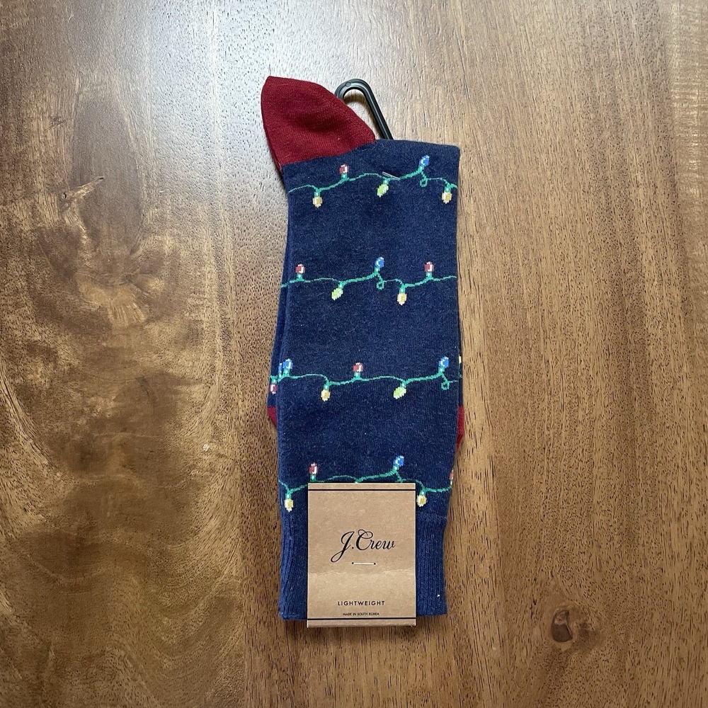 J.Crew Holiday Lights Socks Lightweight Christmas One Size NWT